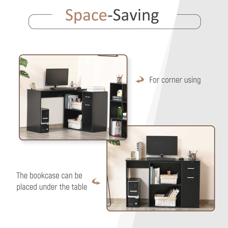 180° Rotating Home Office Corner Desk Storage Shelf Cabinet Black