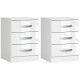 Modern Nightstand Set of 2, Bedside Tables with 3 High Gloss Drawers for Bedroom, White