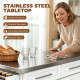 Rolling Kitchen Island with Storage and Stainless Steel Top, Kitchen Trolley with Drawers, Cabinets, Towel Rack