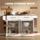 Rolling Kitchen Island with Storage and Stainless Steel Top, Kitchen Trolley with Drawers, Cabinets, Towel Rack
