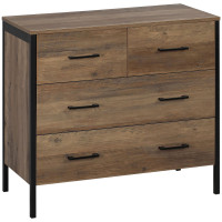Dresser for Bedroom with 4 Drawers, Chest of Drawers with Metal Frame and Handles for Living Room, Hallway, Brown