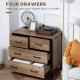 Dresser for Bedroom with 4 Drawers, Chest of Drawers with Metal Frame and Handles for Living Room, Hallway, Brown