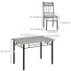 5 Pieces Diner Tables Dining Room Sets for 4 People with Marble Effect Tabletop Padded Chairs and Metal Frame Grey