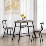 3-Piece Dining Table Set, Oval Kitchen Table and 2 Chairs, Small Breakfast Table Set with Metal Frame for Small Space, Dining Room, Living Room, 35.4
