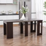Extendable Dining Table, Expandable Kitchen Table for Small Spaces, Seats up to 6 People, Dark Brown