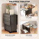 Foldable Dining Table, Rolling Kitchen Table with Storage Drawers and Cabinet, Drop Leaf Table on Wheels, Grey