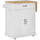 Foldable Kitchen Island with Storage Drawer, Farmhouse Style Rolling Utility Cart, Coffee Bar Cabinet on Wheels with Drop-Leaf Wood Top, White