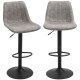 Adjustable Bar Stools Set of 2, Leathaire Swivel Barstools with Back and Footrest, Upholstered Bar Chairs for Kitchen, Dining Room, Home Pub, Grey