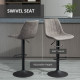 Adjustable Bar Stools Set of 2, Leathaire Swivel Barstools with Back and Footrest, Upholstered Bar Chairs for Kitchen, Dining Room, Home Pub, Grey