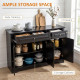 Modern Sideboard Cabinet, Buffet Cabinet with 2 Drawers and Adjustable Shelves, Buffets Tables for Dining Room, Black