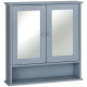Medicine Cabinet, Wall-Mounted Bathroom Mirror Cabinet with Double Doors, Open Shelf, and Adjustable Shelf, Modern Bathroom Wall Cabinet, Grey