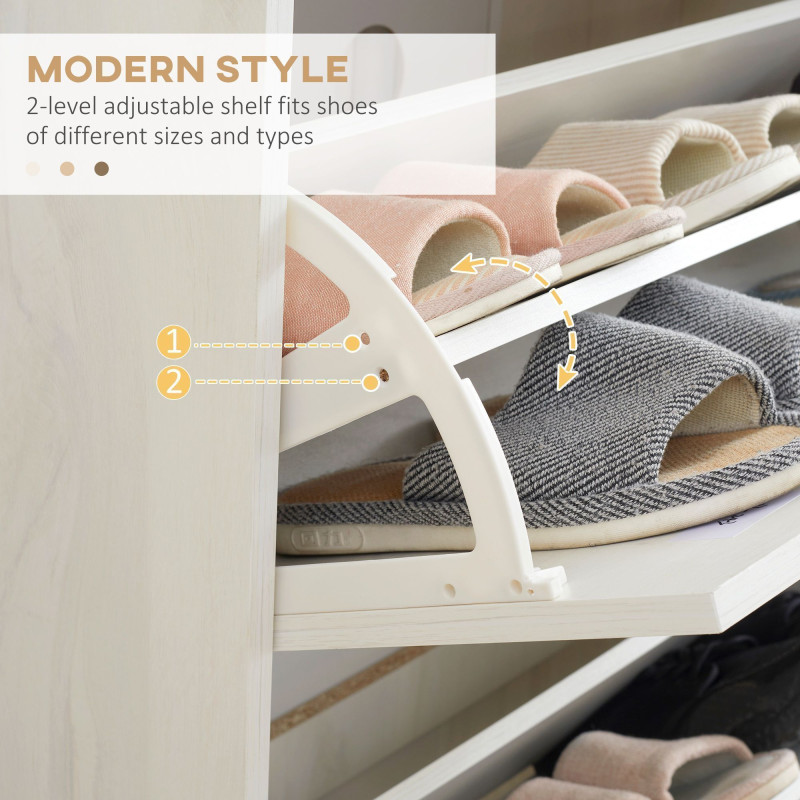 Modern Shoe Cabinet with 3 Flip Drawers and Adjustable Shelf, 12 Pair Shoe Storage Cabinet for Hallway, Entryway, White