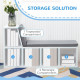 Multi-Purpose Bookshelf with 5 Cubes, 5-Cubby Bookcase with Cushioned Reading Nook and Storage Shelves, Grey
