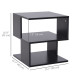 Modern Square 3 Tier Wood Coffee Side Table Storage Shelf Rack End Table Home Office Living Room Small Desk Black