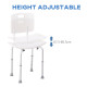 Bath Chair with Back, Adjustable Height Non-slip Shower Stool Bench Tool-Free Assembly Bathroom Aids, White