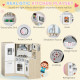 Qaba Wooden Play Kitchen with Lights Sounds, Corner Kids Kitchen Playset with Play Phone, Ice Maker, Microwave, Range Hood, Refrigerator, Utensils, For Ages 3-6 Years Old, White