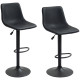 Adjustable Counter Height Bar Stools Set of 2, 360° Swivel Kitchen Counter Stools Dining Chairs with Backs, Vintage Leather, Retro Grey