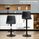 Adjustable Counter Height Bar Stools Set of 2, 360° Swivel Kitchen Counter Stools Dining Chairs with Backs, Vintage Leather, Retro Grey