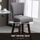 2 Pieces Swivel Bar Stools, Counter Height Stools Set of 2 with Wood Legs and Footrests for Dining Room, Dark Grey
