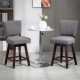 2 Pieces Swivel Bar Stools, Counter Height Stools Set of 2 with Wood Legs and Footrests for Dining Room, Dark Grey