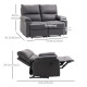 2 Seater Reclining Chair, Loveseat Recliner Sofa with Footrest and Split Backrest, Dark Grey