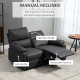 2 Seater Reclining Chair, Loveseat Recliner Sofa with Footrest and Split Backrest, Dark Grey
