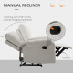Recliner Chair, Manual Reclining Chair with Footrest, Padded Seat for Living Room, Bedroom, Study, Cream White