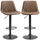Bar Stools Set of 2, Swivel Counter Height Barstools with Back, Footrest, Adjustable Height, Dark Brown