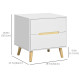 Bedside Table, Nightstand with 2 Drawers, Side Table with Pine Wood Legs for Bedroom, White