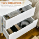 Bedside Table, Nightstand with 2 Drawers, Side Table with Pine Wood Legs for Bedroom, White