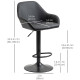 Adjustable Bar Stools Set of 2, Swivel Barstools with Footrest and Back, PU Leather and Steel Round Base, for Kitchen Counter and Dining Room, Black