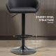 Adjustable Bar Stools Set of 2, Swivel Barstools with Footrest and Back, PU Leather and Steel Round Base, for Kitchen Counter and Dining Room, Black