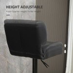 Swivel PU Leather Barstools Set of 2 Adjustable Bar Stools with Footrest Back for Kitchen Counter Dining Room Black