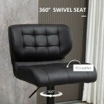 Swivel PU Leather Barstools Set of 2 Adjustable Bar Stools with Footrest Back for Kitchen Counter Dining Room Black