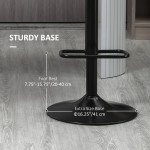 Swivel PU Leather Barstools Set of 2 Adjustable Bar Stools with Footrest Back for Kitchen Counter Dining Room Black