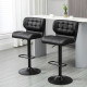 Swivel PU Leather Barstools Set of 2 Adjustable Bar Stools with Footrest Back for Kitchen Counter Dining Room Black