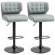 Swivel PU Leather Barstools Set of 2 Adjustable Bar Stools with Footrest Back for Kitchen Counter Dining Room Grey