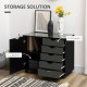 Lateral Filing Cabinet, 5-Drawers File Cabinet with Door and Adjustable Shelf, Mobile Office Storage Cabinet on Wheels, Printer Stand for Home Office, Black