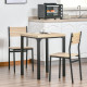 Dining Table Set for 2, 3 Piece Kitchen Table and Chairs with Metal Legs for Small Spaces, Natural Wood