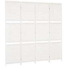 4 Panel Room Divider with Shelves, 6 FT Freestanding Folding Privacy Screen, Partition Wall Divider for Bedroom, White