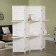 4 Panel Room Divider with Shelves, 6 FT Freestanding Folding Privacy Screen, Partition Wall Divider for Bedroom, White
