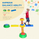 8pcs Balance Beam for Kids, 4 Sensory Pads and 4 Beams with Non-slip Surface & Bottom, Stackable Stepping Stones Kids for Boys Girls 3-6 Years, Multicoloured