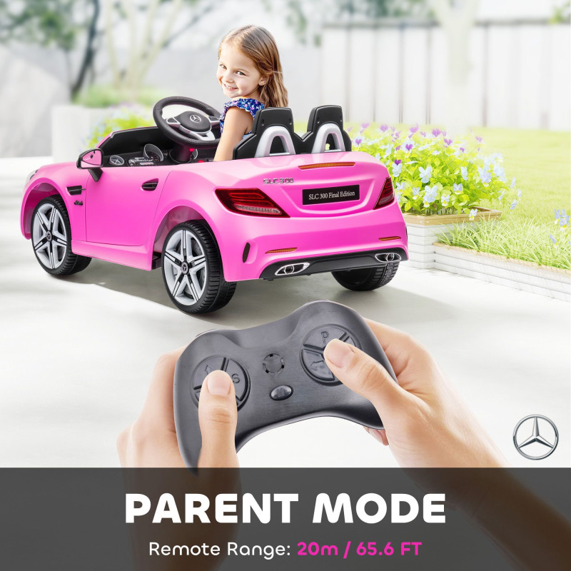 12V Ride-On Car with Parent Remote Control, Dual Motors, Music, Lights, Suspension Wheels for Kids 3–6 Years, Pink