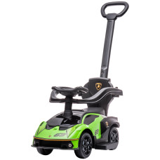 3-in-1 Ride-On Push Car for Toddlers, Licensed Kids Sliding Car with Safety Protection, Footrest & Horn, Green