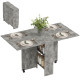 Extendable Dining Table, Collapsible Folding Table w/ 2-tier Shelves and Rolling Casters, Grey