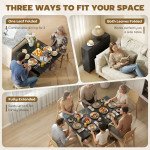 Extendable Dining Table, Collapsible Folding Table w/ 2-tier Shelves and Rolling Casters, Black