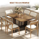 Folding Dining Table, Extendable Kitchen Table for Small Spaces with Storage Shelf and 6 Wheels, Light Brown