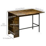 Counter Height Table with Drop Leaf, Extendable Bar Table with Adjustable Storage Shelf, Rustic Brown