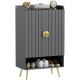 Entryway Shoe Storage Cabinet, Narrow Shoe Cabinet with Adjustable Shelves and Open Shelf for 15 Pairs of Shoes, Grey