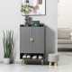Entryway Shoe Storage Cabinet, Narrow Shoe Cabinet with Adjustable Shelves and Open Shelf for 15 Pairs of Shoes, Grey